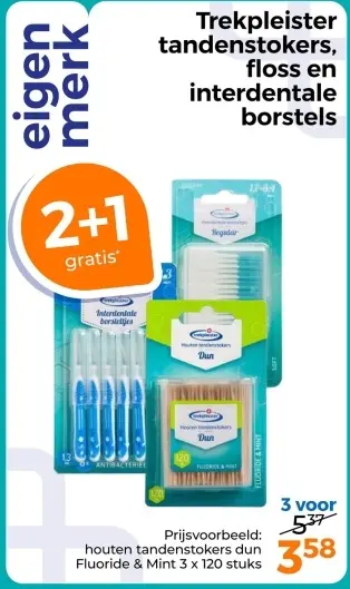 Aanbieding: Trekpleister tandenstokers, floss en interdentale borstels