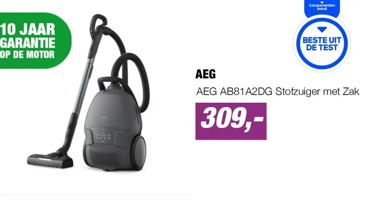 Aanbieding: AEG AB81A2DG Stofzuiger met Zak