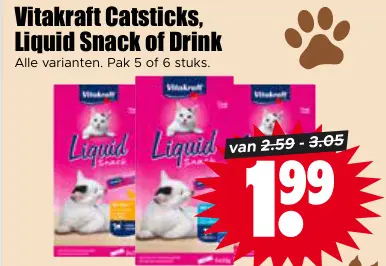 Aanbieding: Catsticks, Liquid Snack of Drink
