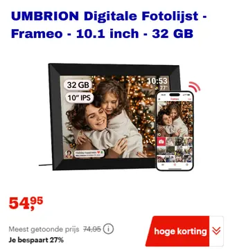 Aanbieding: UMBRION Digitale Fotolijst - Frameo