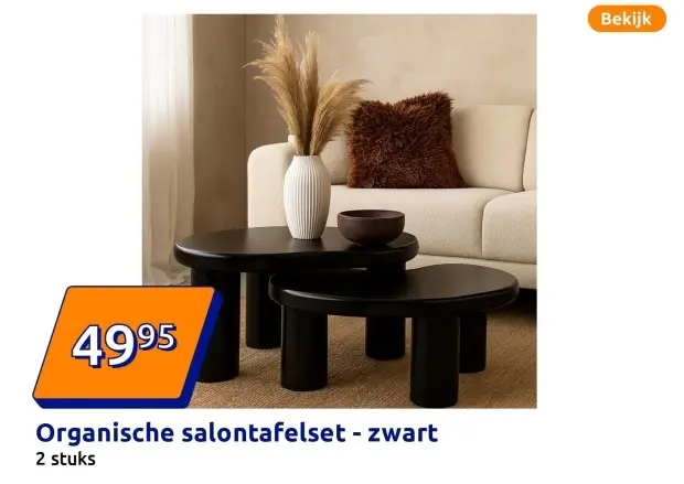 Aanbieding: Organische salontafelset - zwart