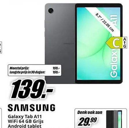 Aanbieding: Galaxy Tab A11 WiFi 64 GB Grijs Android table