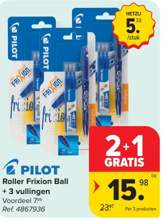 Promotie: Roller Frixion Ball + 3 vullingen