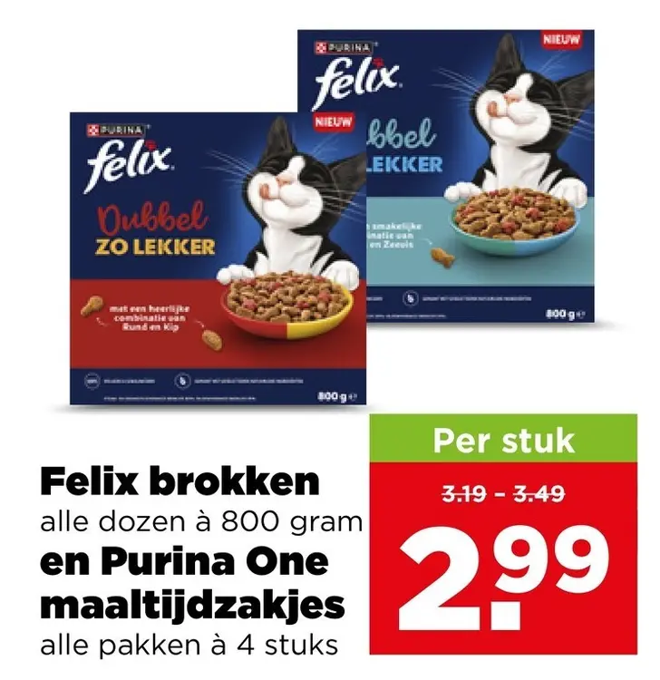Aanbieding: Felix brokken en Purina One maaltijdzakjes