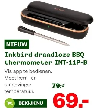Aanbieding: draadloze BBQ thermometer INT-11P-B