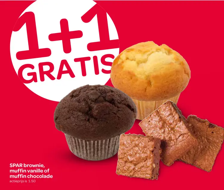 Aanbieding: Brownie, muffin vanille of muffin chocolade