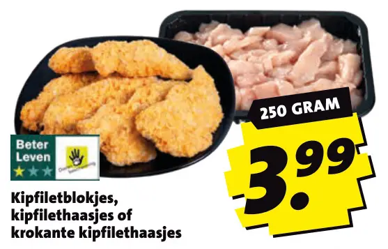 Aanbieding: Kipfiletblokjes, kipfilethaasjes of krokante kipfilethaasjes