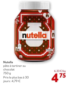 Offre: Nutella pâte à tartiner au chocolat