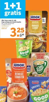 Aanbieding: Alle Unox soep in zak, Cup-a-Soup en Good snacks