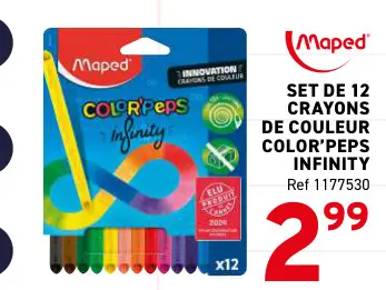 Offre: Set de 12 crayons de couleur color'peps infinity