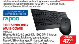 Aanbieding: Rapoo Toetsenbord+ Muis Combi 9500M