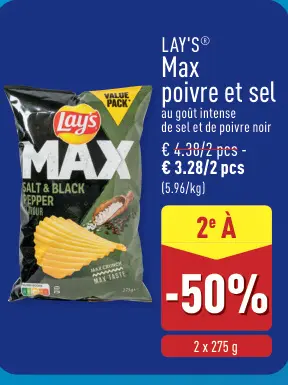 Offre: LAY'S® Max poivre et sel