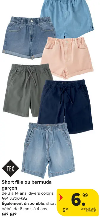 Offre: Short fille ou bermuda garçon