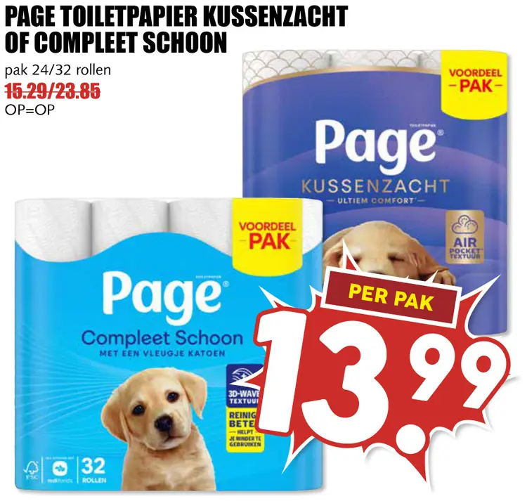 Aanbieding: Toiletpapier kussenzacht of compleet schoon