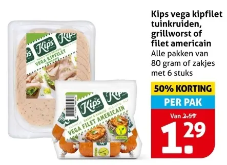 Aanbieding: vega kipfilet tuinkruiden, grillworst of file