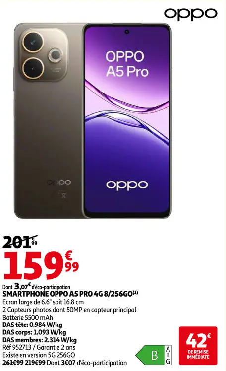Promotie: Smartphone Oppo a5 pro 4g 8/256go