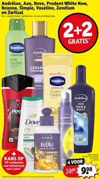 Aanbieding: Andrélon, Axe, Dove, Prodent White Now, Rexona Simple, Vaseline, Zendium en Zwitsal