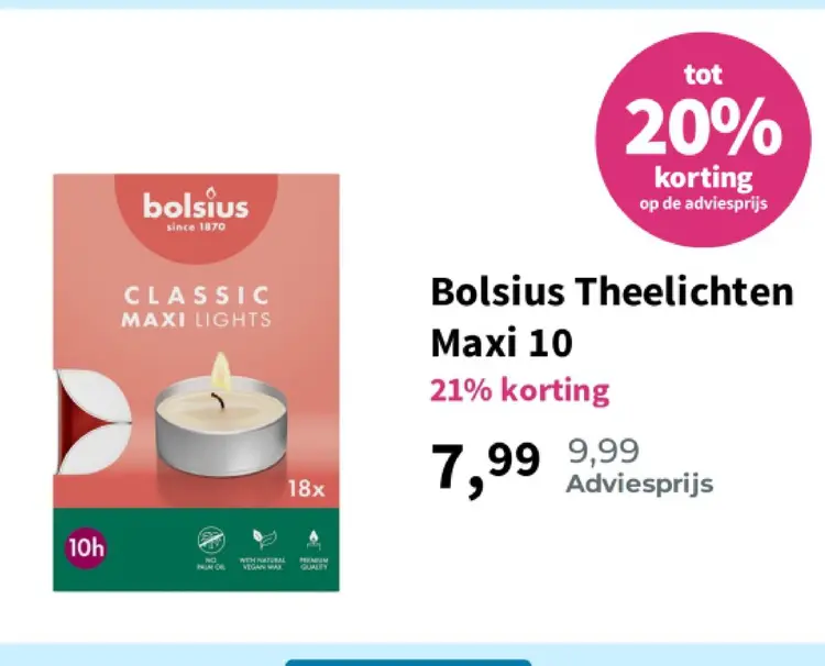 Aanbieding: Bolsius Theelichten Maxi 10