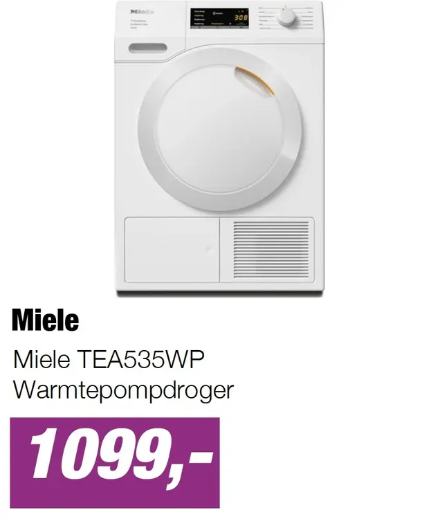 Aanbieding: Miele TEA535WP Warmtepompdroger