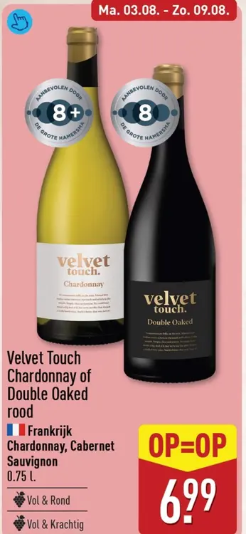 Aanbieding: Velvet Touch Chardonnay of Double Oaked rood