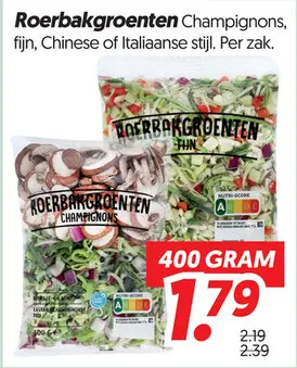 Roerbakgroenten Champignons, fijn, Chinese of Italiaanse stijl