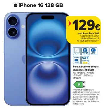 Aanbieding: iPhone 16 128 GB
