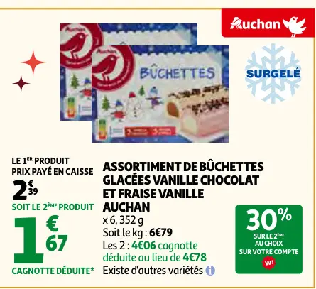 Aanbieding: Assortiment de bûchettes glacées vanille choc