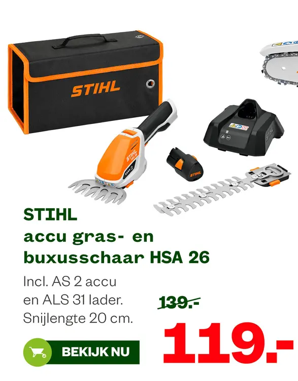 Aanbieding: accu gras- en buxusschaar HSA 26