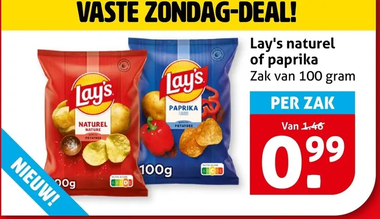 Aanbieding: Lay's naturel of paprika