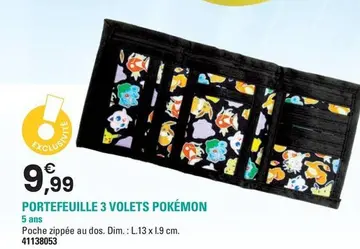 Offre: PORTEFEUILLE 3 VOLETS POKÉMON