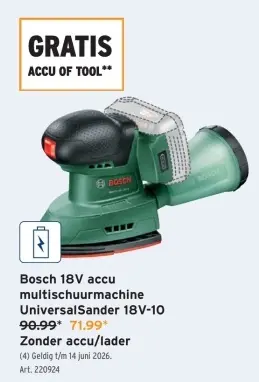 Promotie: 18V accu multischuurmachine UniversalSander 1