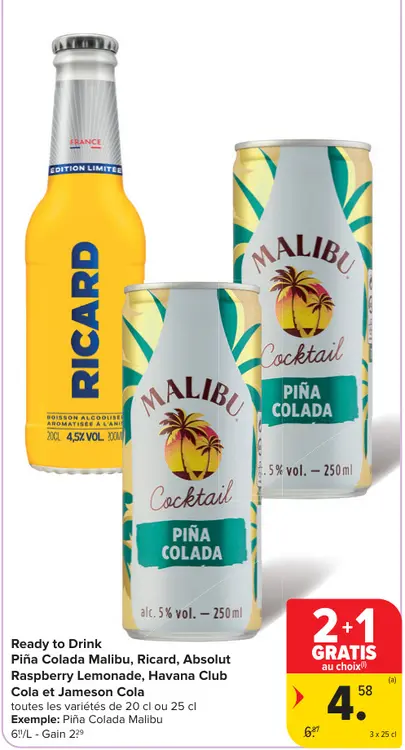 Offre: Ready to Drink Piña Colada, Ricard, Absolut Raspberry