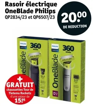 Offre: Rasoir électrique OneBlade + GRATUIT chaussettes Tour de Tietema Rockets