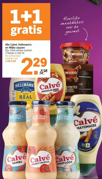 Aanbieding: Alle Calvé, Hellmann's en Wijko sauzen