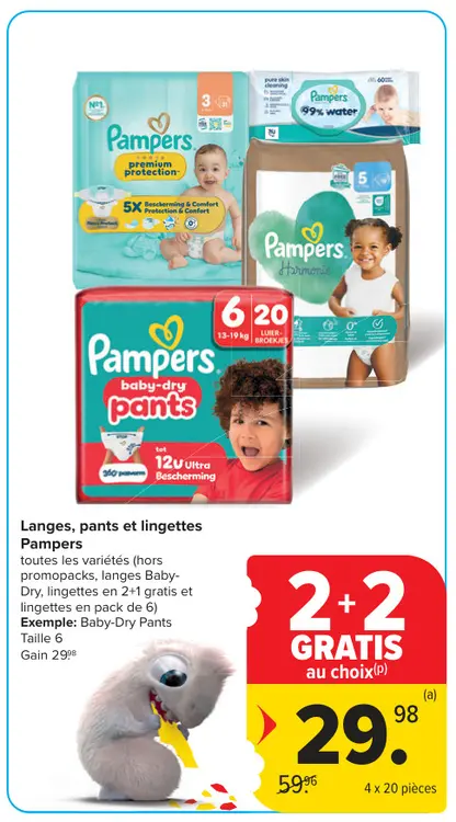 Offre: Langes, pants et lingettes
