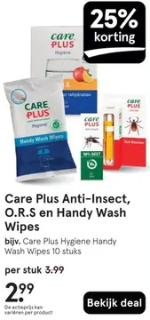 Aanbieding: Care Plus Anti-Insect, O.R.S en Handy Wash Wipes