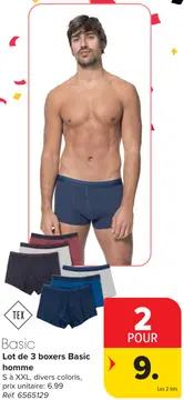 Offre: Lot de 3 boxers Basic homme