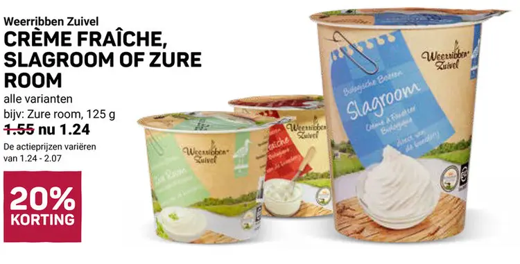 Aanbieding: Crème fraîche, slagroom of zure room