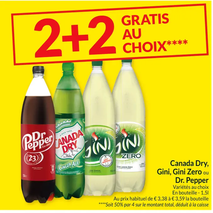 Offre: Canada Dry, Gini, Gini Zero ou Dr. Pepper