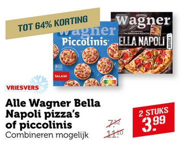 Aanbieding: Wagner Bella Napoli pizza's of piccolinis