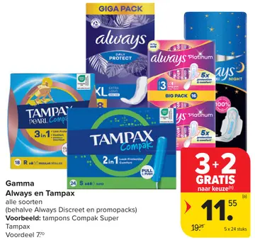 Aanbieding: Always en Tampax