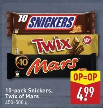 Aanbieding: 10-pack Snickers, Twix of Mars