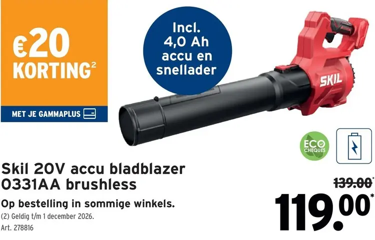 Promotie: 20V accu bladblazer 0331AA brushless