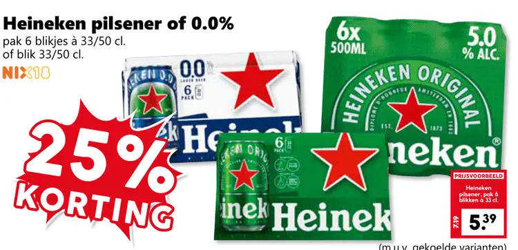 Aanbieding: Heineken pilsener of 0.0%