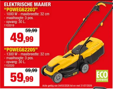Promotie: Powerplus EG POWEG62203 elektrische grasmaaier 1000W 32cm