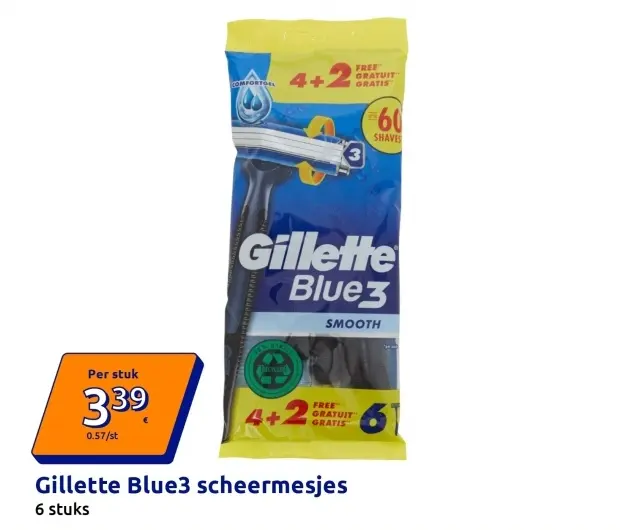 Aanbieding: Gillette Blue3 scheermesjes