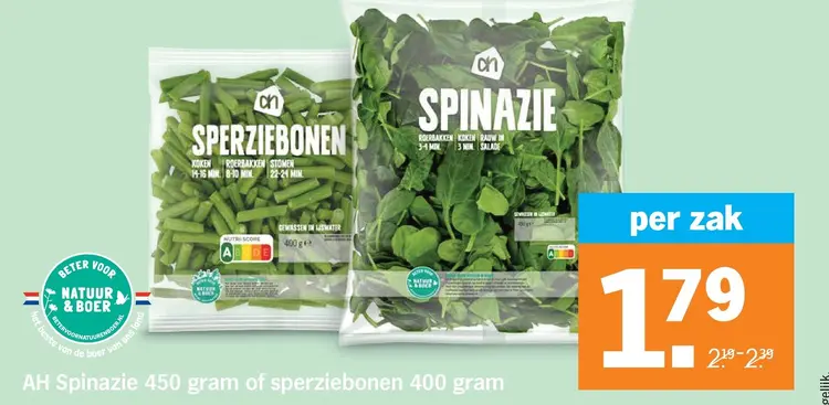 Aanbieding: Spinazie of sperziebonen