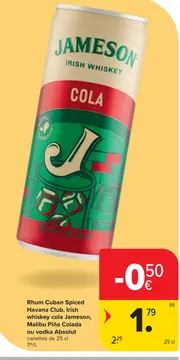 Offre: Rhum Cuban Spiced Havana Club, Irish whiskey 