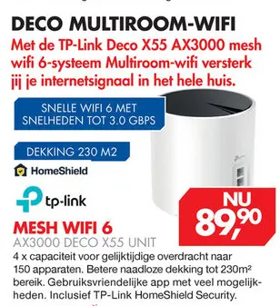 Aanbieding: DECO MULTIROOM-WIFI Met de TP-Link Deco X55 A
