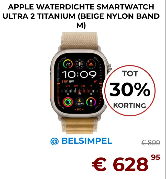Aanbieding: Apple waterdichte smartwatch ultra 2 titanium